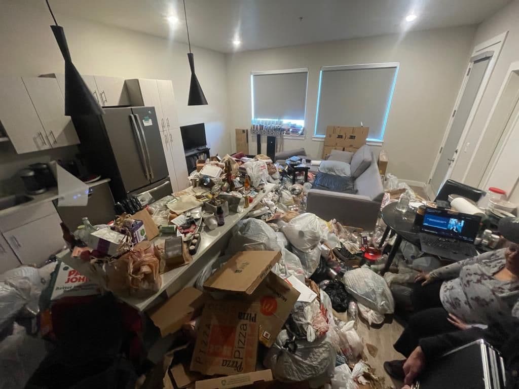 Full kitchen hoarding cleanout — before