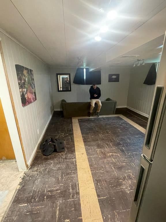 Basement flooding from a faulty sprinkler system — before